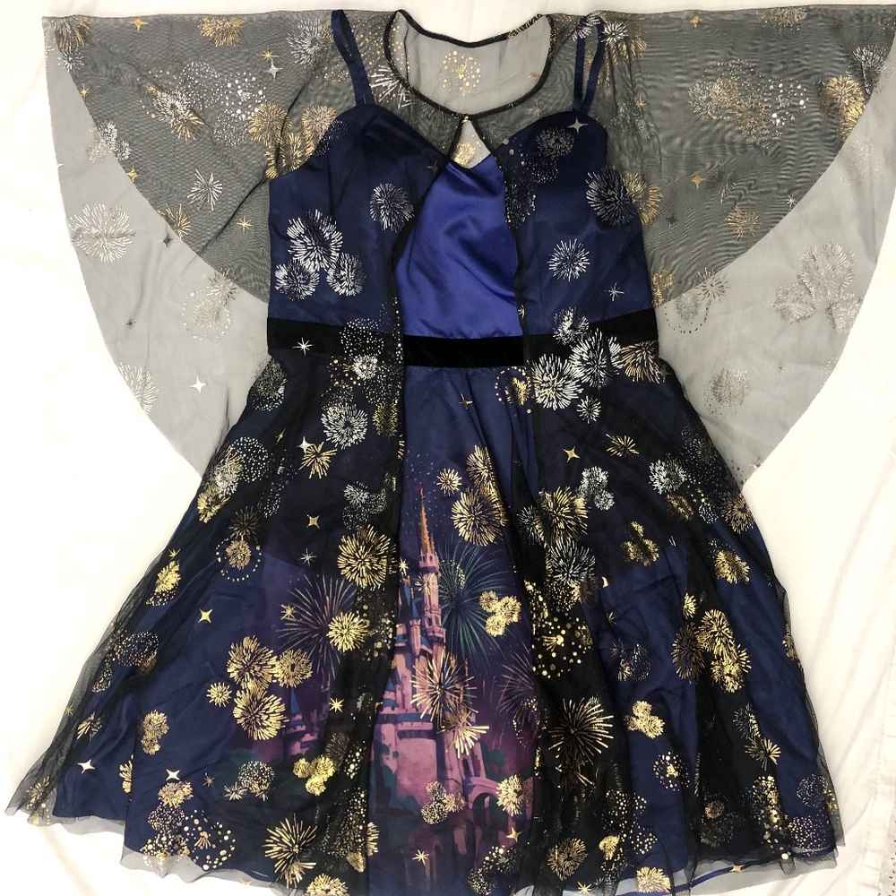 Disney World 50th Anniversary Cinderella Castle Fireworks Dress Earidescent NEW - Picture 3 of 5
